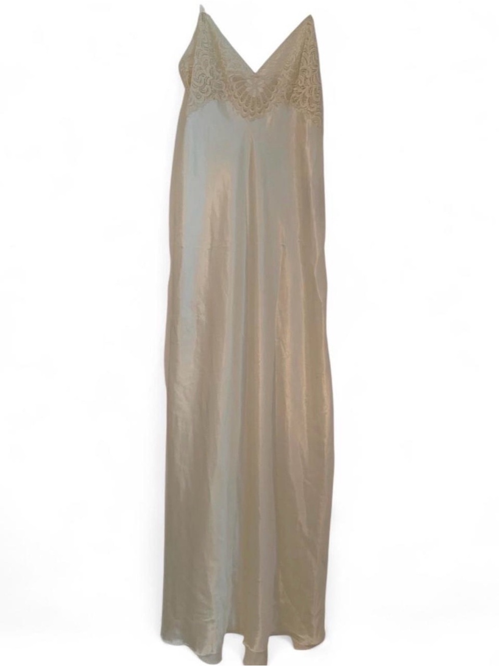 FERNANDO SANCHEZ-Silky Cream Lace-Trim Slip Nightgown